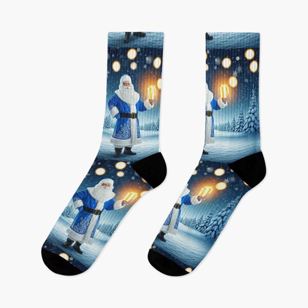 Item preview, Blue-Coat Santa Magic – A Joyful Winter Night Filled With Holiday Wonder designed and sold by PixelVibe782.