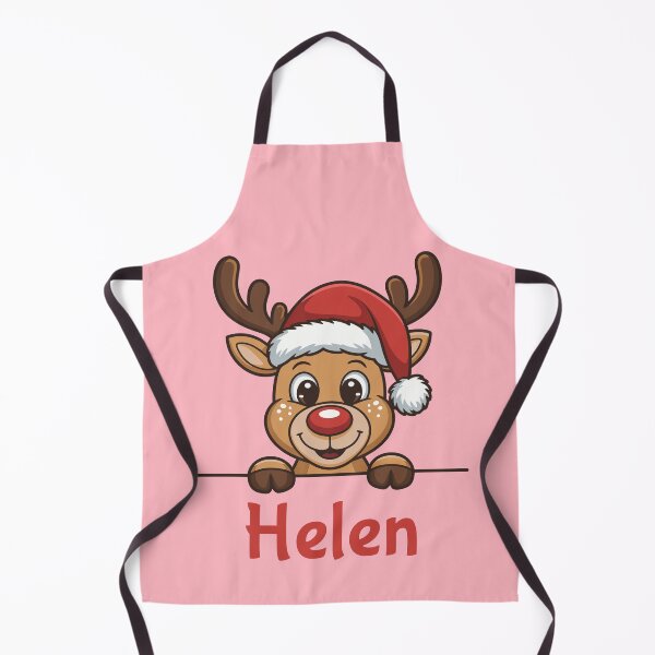 Artikelvorschau, Niedliche Weihnachts-Rentier-Grafik von Helen mit Weihnachtsmannmütze | Personalisierte Geschenkidee für Weihnachten entworfen und verkauft von 89BLACK.