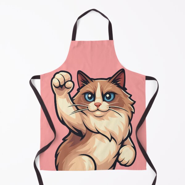 Item preview, Cute Waving Fluffy Cat – Anime Style Blue-Eyed Kitty Illustration designed and sold by WAUZ.