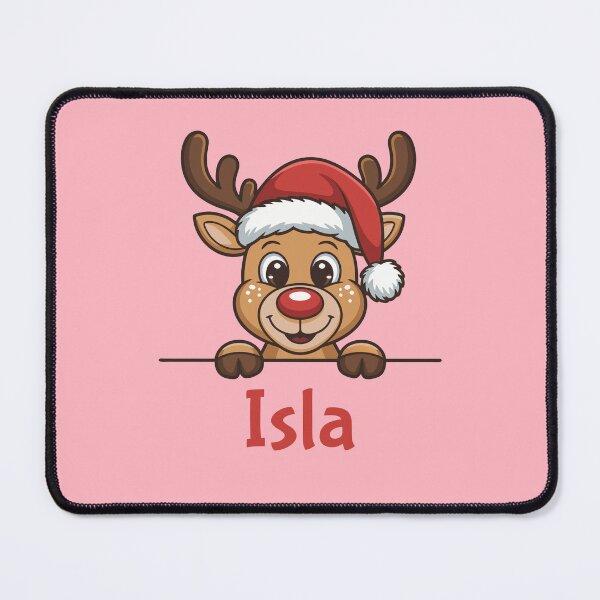 Item preview, Isla Cute Christmas Reindeer Graphic with Santa Hat | Personalized Holiday Gift Idea designed and sold by 89BLACK.