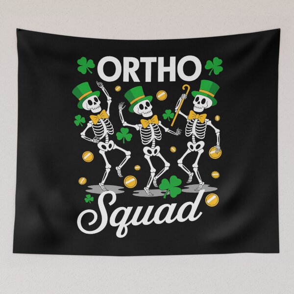 Item preview, Ortho Squad St Patrick's Day Shamrock Orthopedic Skeletons designed and sold by DentistLegal.