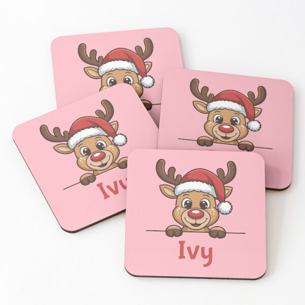 Artikelvorschau, Niedliche Weihnachts-Rentier-Grafik mit Weihnachtsmannmütze von Ivy | Personalisierte Geschenkidee für Weihnachten entworfen und verkauft von 89BLACK.