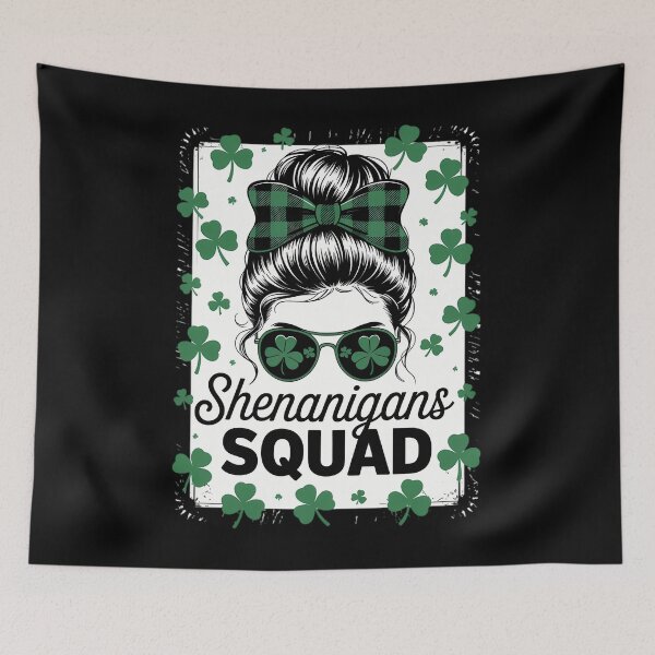 Item preview, Shenanigans Squad St Patricks Day Women Girls Messy Bun designed and sold by DentistLegal.