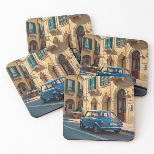 Item preview, Blue Charm, Retro Mini Austin in the Coastal Italian Town designed and sold by BlareBlare.