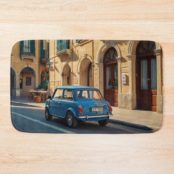 Item preview, Blue Charm, Retro Mini Austin in the Coastal Italian Town designed and sold by BlareBlare.