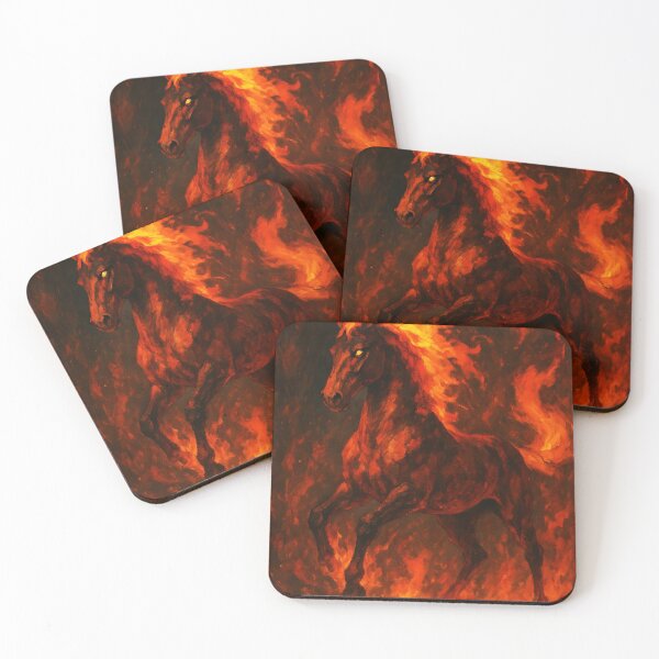 Item preview, Fire Horse Digital Art – Fiery Black Red Zodiac Steed with Glowing Eyes (2026 Fire Horse) designed and sold by EmeraldeaDesign.