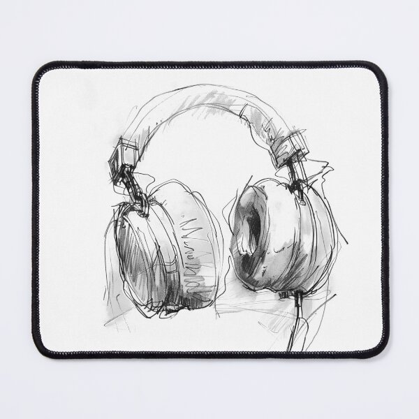 Item preview, Abstract Headphones Sketch — Minimal Vintage Art designed and sold by SleekLineSketches.