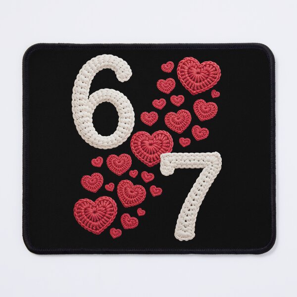 Item preview, Crochet 67 - Valentine - valentines day - lucky 67 - born in 1967 - since 67 - highway 67 - rule 67 - 67 years old - milestone 67 - anniversary 67 designed and sold by JansenGS.