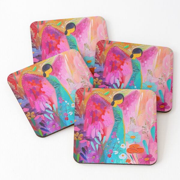 Item preview, Colorful angel with flowers – vibrant art designed and sold by Seelenzauberart.