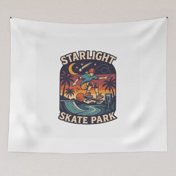 Item preview, Starlight Skate Park – Retro Sunset Skateboard Illustration designed and sold by BRONX71.