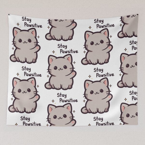 Item preview, Stay Pawsitive – Cute Cat Motivational Quote Sticker designed and sold by LoveDesignMania.