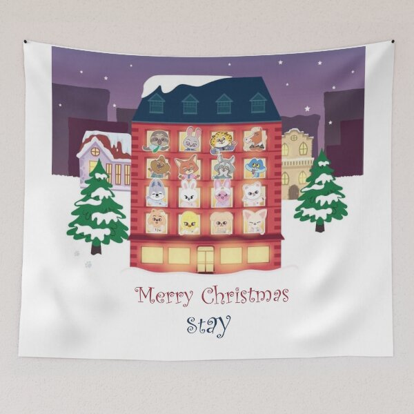 Item preview, SKZOO Merry Christmas WolfChan Leebit Dwaekki Jiniret HANQOUKKA Bbokkari PuppyM FoxI.NY shirt KARMA stray kids stay images group bang chan lee know changbin hyunjin han felix seungmin in designed and sold by Kpop-Noona.
