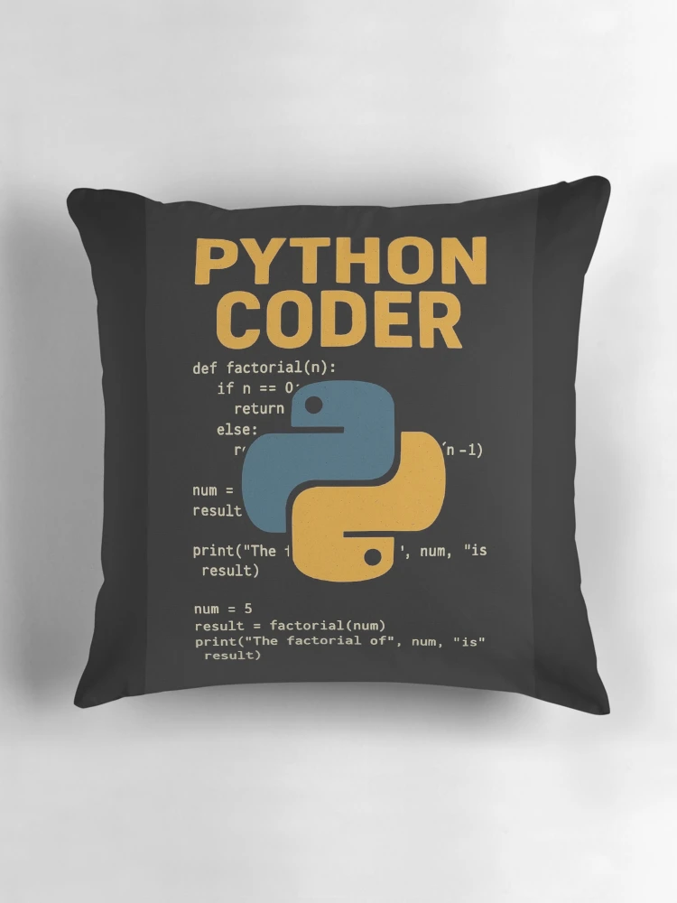Thumbnail 3 of 4, Pillow, Python Coder designed and sold by MikeHawkinWorld.