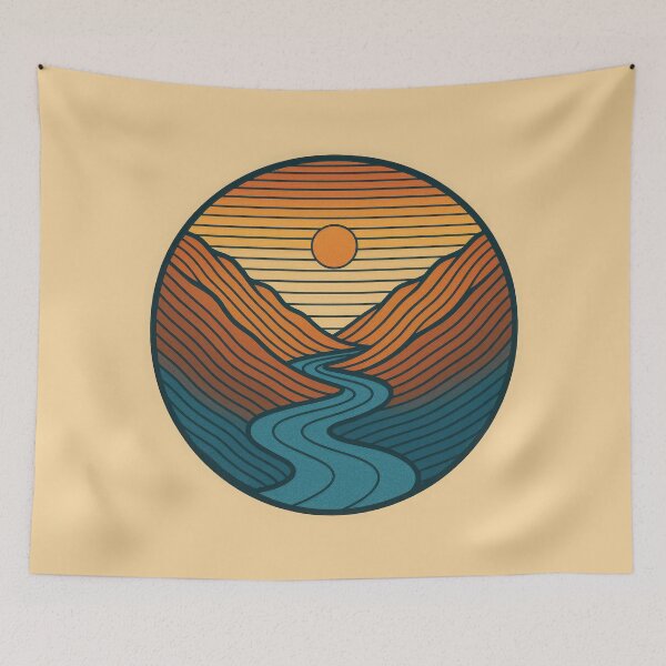 Artikelvorschau, Sunset Canyon River – Minimalistische Linienkunst-Landschaft entworfen und verkauft von NoctaHike.