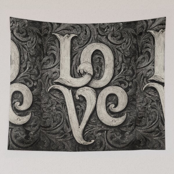 Item preview, Ornate love typography in the style of an old woodcut. designed and sold by Piotrek0001.