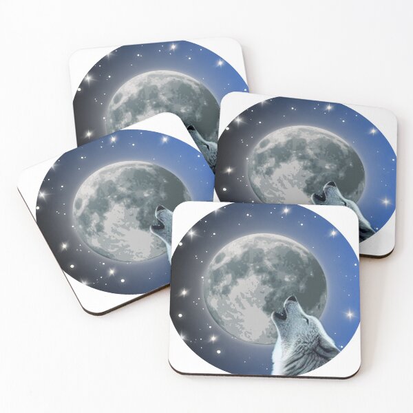 Item preview, Illustrated Wolf Under the Full Moon – Night Sky Artwork designed and sold by Dotadoari.