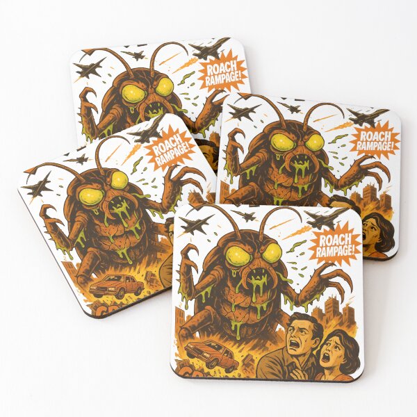 Item preview, Radioactive Roach Rampage – Retro Japanese Kaiju Monster Poster designed and sold by Snackwear Apparel.