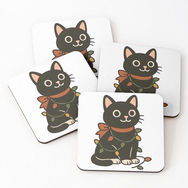 Item preview, Cute Black Cat with Christmas Lights Sticker designed and sold by myMuzick.
