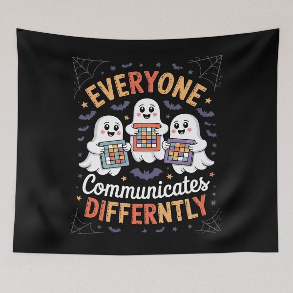 Item preview, Everyone Communicates Differently Halloween SLP Sped Teacher designed and sold by RoyTill0Art.