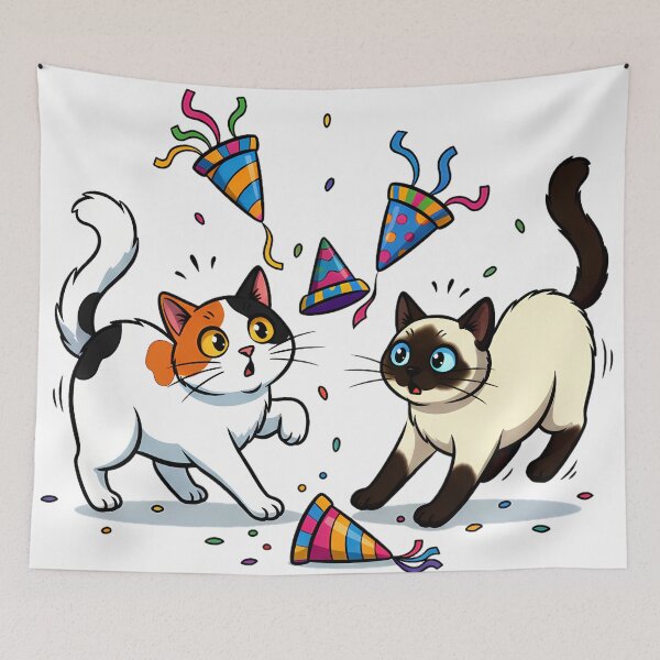 Item preview, Playful Cats & Party Hats | Chibi Kittens Investigating Confetti Chaos designed and sold by meesub.