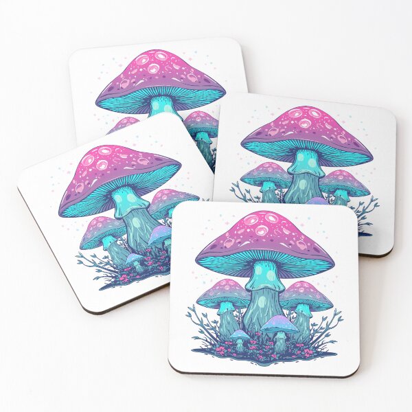 Item preview, Neon mushrooms, purple and blue, luminescent designed and sold by Super-tshirtco.