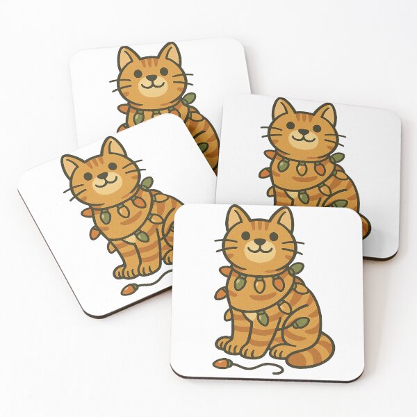 Item preview, Cute Orange Tabby Cat with Christmas Lights Sticker designed and sold by myMuzick.