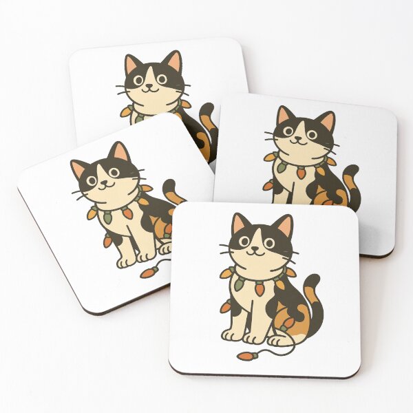 Item preview, Cute Calico Cat with Christmas Lights Sticker designed and sold by myMuzick.