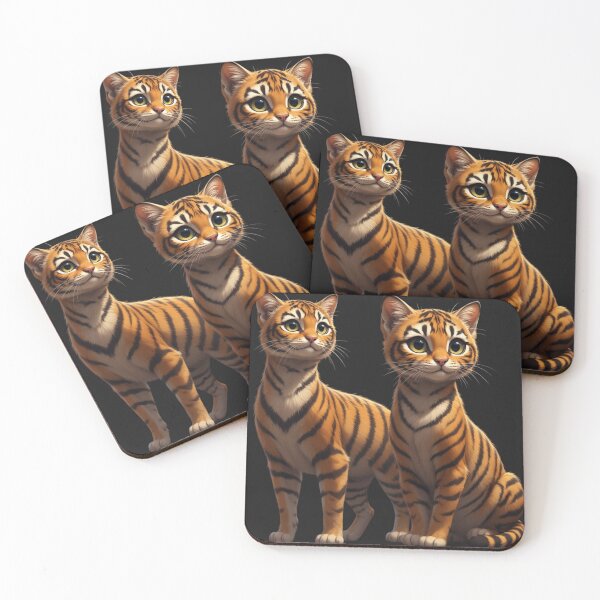 Item preview, Two Animated Toyger Cats – Cute Striped Feline Character Duo designed and sold by SweetRossel.
