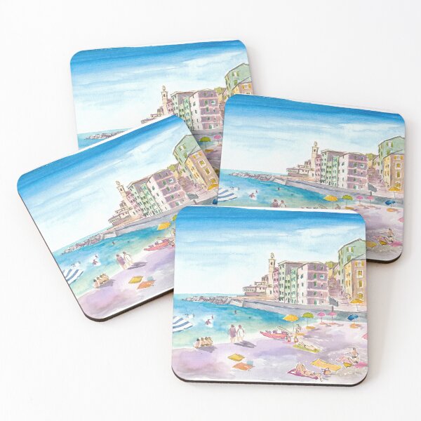Item preview, Boccadasse Beach Scene with Sunny Mediterranean Vibes near Genoa designed and sold by artshop77.