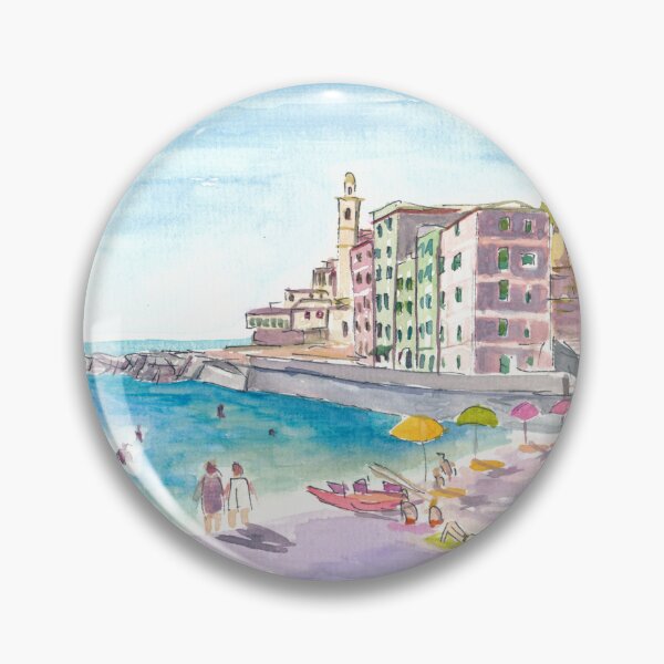 Item preview, Boccadasse Beach Scene with Sunny Mediterranean Vibes near Genoa designed and sold by artshop77.