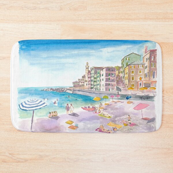Item preview, Boccadasse Beach Scene with Sunny Mediterranean Vibes near Genoa designed and sold by artshop77.