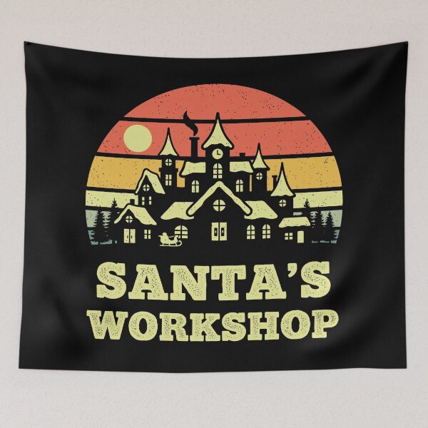 Item preview, Santa’s Workshop Retro Christmas Sunset designed and sold by Lora Art.