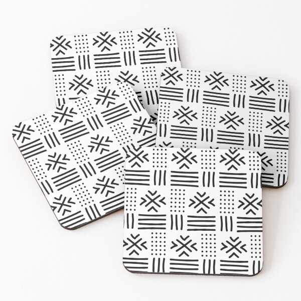 Item preview, Bogolan Pattern – African Mudcloth Geometric Design in Beige and Black designed and sold by Wolagno.