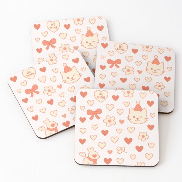Item preview, Minimalist Valentine Pattern – Hearts, Flowers and Cute Animals designed and sold by Ombrya.