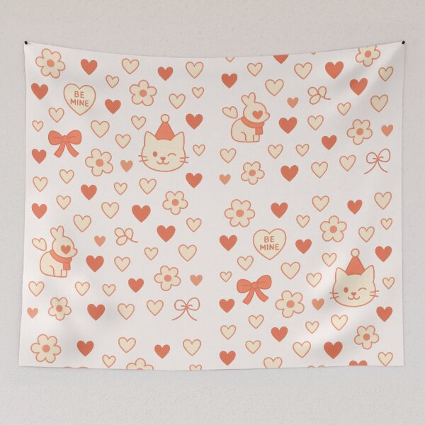 Item preview, Minimalist Valentine Pattern – Hearts, Flowers and Cute Animals designed and sold by Ombrya.