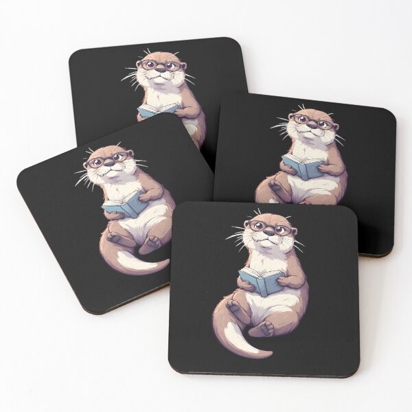 Item preview, Cute Bookish Otter Reading a Book Cartoon Illustration designed and sold by Karolina’s Cozy Creations.