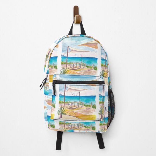 Item preview, Coastal Café Scene with Sail Roof and Ocean designed and sold by artshop77.