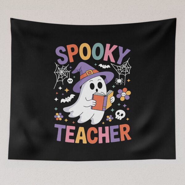 Item preview, Groovy Spooky Teacher Ghost Floral Teacher Halloween 1 designed and sold by RoyTill0Art.