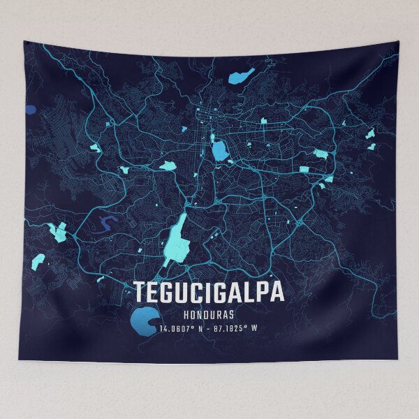 Item preview, Tegucigalpa Midnight City Map designed and sold by HomeLivingCo.