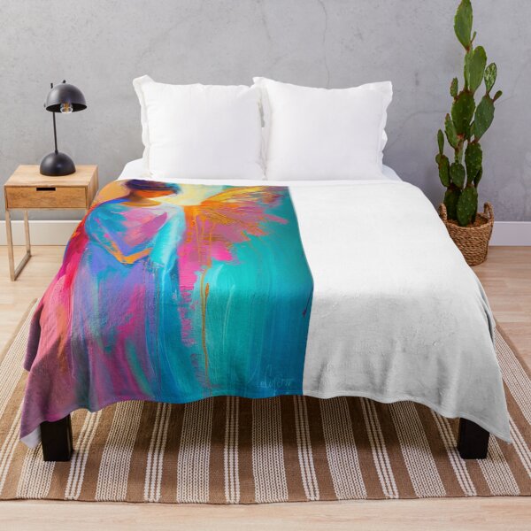 Item preview, Colorful angels in pink, turquoise, orange and gold bring radiant energy and modern art into your home. designed and sold by Seelenzauberart.