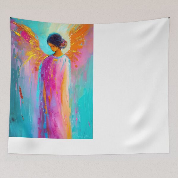 Item preview, Colorful angels in pink, turquoise, orange and gold bring radiant energy and modern art into your home. designed and sold by Seelenzauberart.