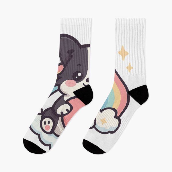 Item preview, Kawaii Border Collie on Rainbow Cloud – Cute Pastel Dog Art designed and sold by Steinart.