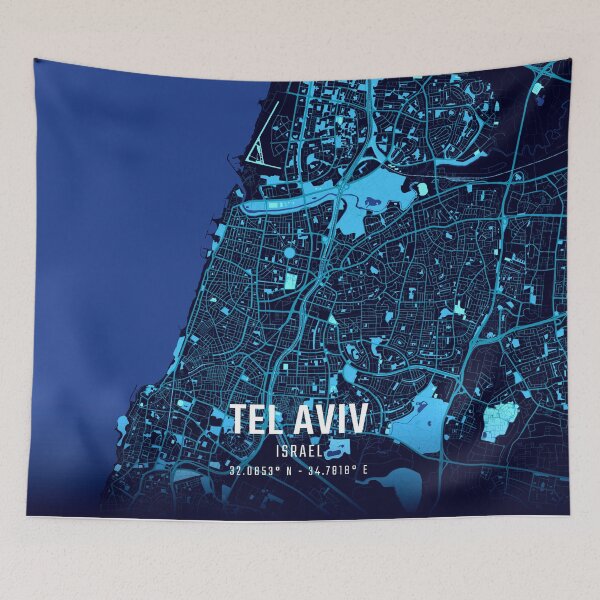 Item preview, Tel Aviv Midnight City Map designed and sold by HomeLivingCo.