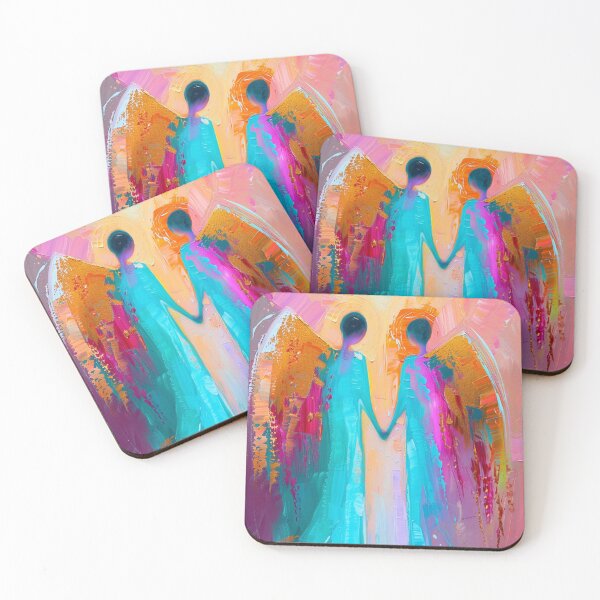 Item preview, Luminous pair of angels – Colorful abstract art designed and sold by Seelenzauberart.