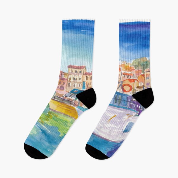 Item preview, La Maddalena Old Port View of Mediterranean Harbor designed and sold by artshop77.