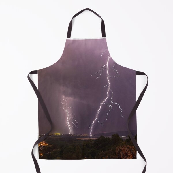 Item preview, Lightning Strikes Over City and Forest Photographic Print designed and sold by Mother-Nature65.