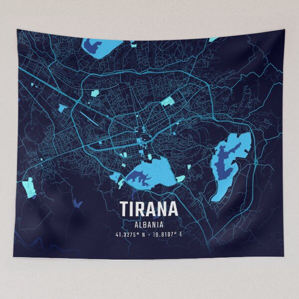 Item preview, Tirana Midnight City Map designed and sold by HomeLivingCo.