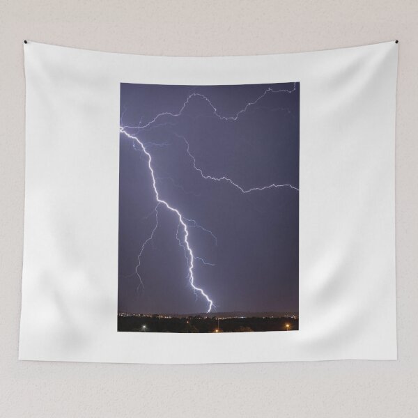 Item preview, Lightning Strikes Over City Photographic Print designed and sold by Mother-Nature65.
