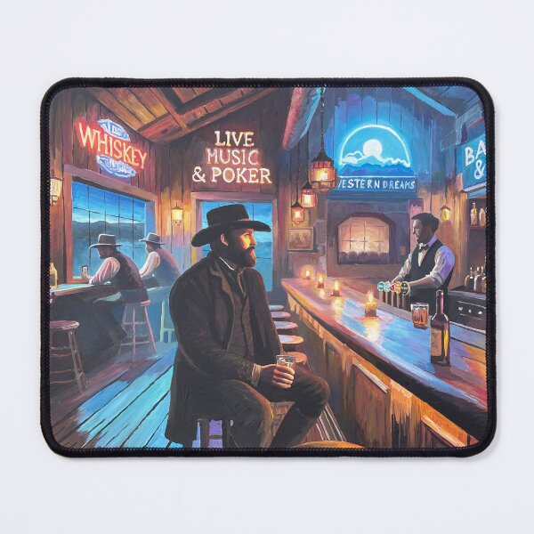 Item preview, Illuminated Old West Bar Scene out in the Wilderness at Night designed and sold by artshop77.