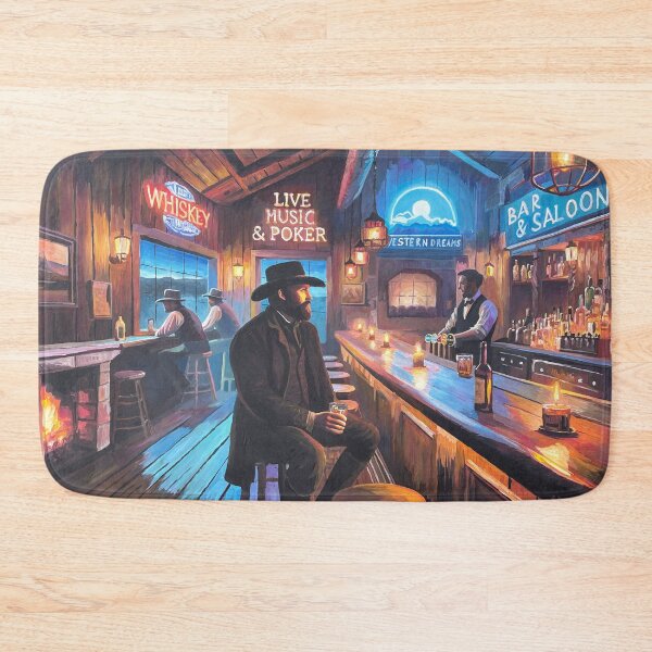 Item preview, Illuminated Old West Bar Scene out in the Wilderness at Night designed and sold by artshop77.